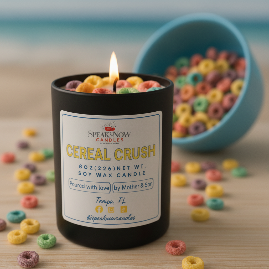 Cereal Crush Candle - Nostalgic Fruity Breakfast Scent | 8oz Soy Wax